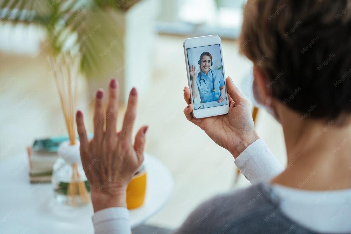 Patient speaking with a healthcare professional by video
